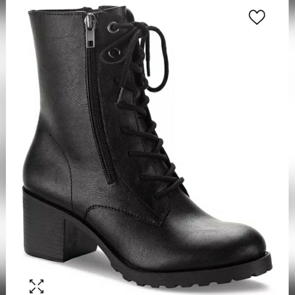 New Sun + Stone Sheilaa Lace-Up Zip Lug Combat Booties